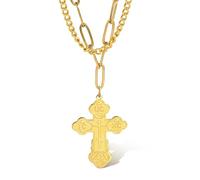 EZVFIRPDFZ Collana con croce ortodossa da uomo, con ciondolo a forma di crocifisso ortodosso, in acciaio inox, regalo di compleanno cristiano