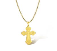 EZVFIRPDFZ Collana con croce ortodossa da uomo, con ciondolo a forma di crocifisso ortodosso, in acciaio inox, regalo di compleanno cristiano