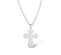 EZVFIRPDFZ Collana con croce ortodossa da uomo, con ciondolo a forma di crocifisso ortodosso, in acciaio inox, regalo di compleanno cristiano