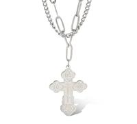 EZVFIRPDFZ Collana con croce ortodossa da uomo, con ciondolo a forma di crocifisso ortodosso, in acciaio inox, regalo di compleanno cristiano