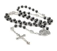 EZVFIRPDFZ Collana con medaglie di San Benedetto per uomini e donne, rosario di San Benedetto per regali religiosi, rosario cattolico nero, regalo per la prima cresima per ragazzi adolescenti, Mujer