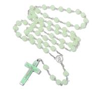 EZVFIRPDFZ Collana con rosario cattolico che si illumina al buio, da donna, con preghiera luminosa, crocifisso e medaglia di Maria