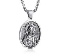 EZVFIRPDFZ Collana da uomo con San Michele, in acciaio inox, con ciondolo a forma di arcangelo patrono, amuleto, San Michele, Cristoforo, Giuseppe, Benedetto, Antonio, Vergine Maria, regalo cattolico