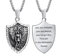 EZVFIRPDFZ Collana da uomo con San Michele, in acciaio inox, con ciondolo a forma di arcangelo patrono, amuleto, San Michele, Cristoforo, Giuseppe, Benedetto, Antonio, Vergine Maria, regalo cattolico