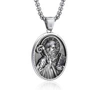 EZVFIRPDFZ Collana da uomo con San Michele, in acciaio inox, con ciondolo a forma di arcangelo patrono, amuleto, San Michele, Cristoforo, Giuseppe, Benedetto, Antonio, Vergine Maria, regalo cattolico