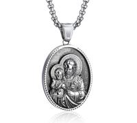 EZVFIRPDFZ Collana da uomo con San Michele, in acciaio inox, con ciondolo a forma di arcangelo patrono, amuleto, San Michele, Cristoforo, Giuseppe, Benedetto, Antonio, Vergine Maria, regalo cattolico