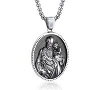 EZVFIRPDFZ Collana da uomo con San Michele, in acciaio inox, con ciondolo a forma di arcangelo patrono, amuleto, San Michele, Cristoforo, Giuseppe, Benedetto, Antonio, Vergine Maria, regalo cattolico