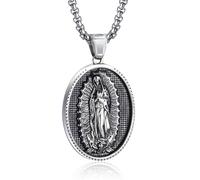 EZVFIRPDFZ Collana da uomo con San Michele, in acciaio inox, con ciondolo a forma di arcangelo patrono, amuleto, San Michele, Cristoforo, Giuseppe, Benedetto, Antonio, Vergine Maria, regalo cattolico