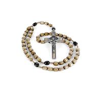 EZVFIRPDFZ Collana rosario originale Made in Italy con medaglia di San Benedetto Papa Francesco San Benedetto Croce perfetta per specchio auto Patrono degli Studenti Valori cristiani
