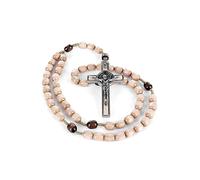 EZVFIRPDFZ Collana rosario originale Made in Italy con medaglia di San Benedetto Papa Francesco San Benedetto Croce perfetta per specchio auto Patrono degli Studenti Valori cristiani