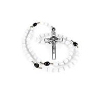 EZVFIRPDFZ Collana rosario originale Made in Italy con medaglia di San Benedetto Papa Francesco San Benedetto Croce perfetta per specchio auto Patrono degli Studenti Valori cristiani