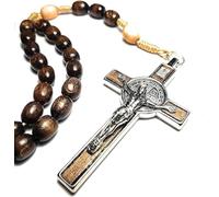EZVFIRPDFZ Collana rosario originale Made in Italy con medaglia di San Benedetto Papa Francesco San Benedetto Croce perfetta per specchio auto Patrono degli Studenti Valori cristiani