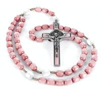 EZVFIRPDFZ Collana rosario originale Made in Italy con medaglia di San Benedetto Papa Francesco San Benedetto Croce perfetta per specchio auto Patrono degli Studenti Valori cristiani