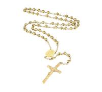EZVFIRPDFZ Collana rosario personalizzato per donne e uomini con ciondolo della Vergine Maria cristiana con crocifisso inciso testo immagine in acciaio inossidabile rosario collana cattolica catena