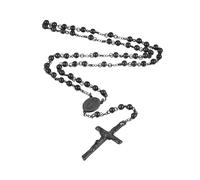 EZVFIRPDFZ Collana rosario personalizzato per donne e uomini con ciondolo della Vergine Maria cristiana con crocifisso inciso testo immagine in acciaio inossidabile rosario collana cattolica catena
