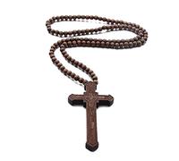 EZVFIRPDFZ Colorful Bling, collana con ciondolo a forma di croce, in legno naturale, per uomo e donna, cristiano, religioso, cattolico, crocifisso, rosario