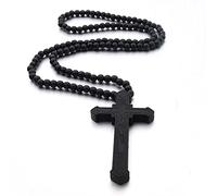 EZVFIRPDFZ Colorful Bling, collana con ciondolo a forma di croce, in legno naturale, per uomo e donna, cristiano, religioso, cattolico, crocifisso, rosario