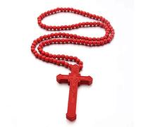 EZVFIRPDFZ Colorful Bling, collana con ciondolo a forma di croce, in legno naturale, per uomo e donna, cristiano, religioso, cattolico, crocifisso, rosario