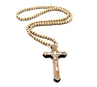 EZVFIRPDFZ Colorful Bling, collana con ciondolo a forma di croce, in legno naturale, per uomo e donna, cristiano, religioso, cattolico, crocifisso, rosario