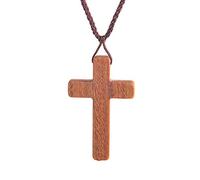 EZVFIRPDFZ Colorful Bling, collana con croce in legno con cordoncino, collana con ciondolo in legno naturale, per uomini e donne, rosario cattolico, preghiera religiosa