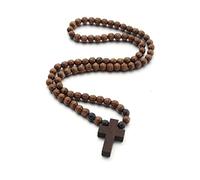 EZVFIRPDFZ Colorful Bling, rosario cattolico in legno naturale con crocifisso e preghiera, collana con ciondolo a forma di croce religiosa, gioiello fatto a mano