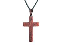 EZVFIRPDFZ Colorful Bling, rosario cattolico in legno naturale con crocifisso e preghiera, collana con ciondolo a forma di croce religiosa, gioiello fatto a mano