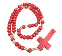 EZVFIRPDFZ Colorful Bling, rosario cattolico in legno naturale con crocifisso e preghiera, collana con ciondolo a forma di croce religiosa, gioiello fatto a mano