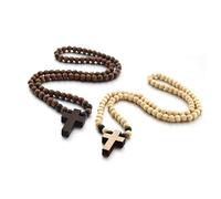 EZVFIRPDFZ Colorful Bling, rosario con perline in legno naturale, crocifisso, ciondolo cattolico, preghiera cattolica, per uomini e donne, gioielli religiosi fatti a mano