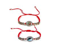 EZVFIRPDFZ Colorful Bling, set di 4 braccialetti con nodo rosso, con scritta "Virgin Mary/Saint Benedict/Saint Jude" e cordino regolabile, rosario, medaglia di protezione per le donne, gioielli