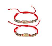 EZVFIRPDFZ Colorful Bling, set di 4 braccialetti con nodo rosso, con scritta "Virgin Mary/Saint Benedict/Saint Jude" e cordino regolabile, rosario, medaglia di protezione per le donne, gioielli