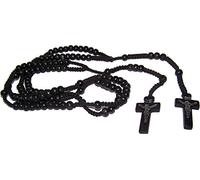 EZVFIRPDFZ Coppia di rosari in legno nero unisex con sacchetto di velluto per ricordo, collana rosario in legno con impronta Gesù croce 2 rosari con sacchetto