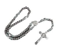 EZVFIRPDFZ Grandi e pesanti perline in acciaio inox rugged Durable Paracord Rosary Necklace for Men with St.Michael Center Piece and St.Benedict Crucifix