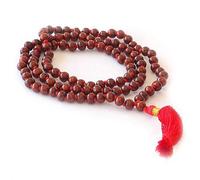 EZVFIRPDFZ Mala in legno di rosa (108 + 1 con nappa) e sacchetto di velluto, rosario annodato a mano per canto di mantra, stimola vitalità e coraggio, migliora la salute della pelle, influenza il