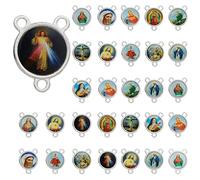 EZVFIRPDFZ Medaglia miracolosa di San Benedetto, Madonna di Guadalupe, per la creazione di gioielli fai da te, parte centrale del rosario con Vergine Maria Cristo Gesù