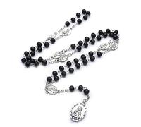 EZVFIRPDFZ Rosario cattolico da donna collana rosario in legno croce ciondolo collana battesimo cresima comunione