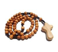 EZVFIRPDFZ Rosario cattolico in corda in legno di ulivo con croce confortevole, prodotto originale di alta qualità, preghiera cristiana progettata esclusivamente per un'esperienza spirituale
