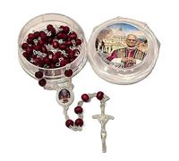 EZVFIRPDFZ Rosario cattolico in legno fatto a mano, rosario in legno profumato con petali di rosa rossa Papa Leone XIV Papa americano 2025