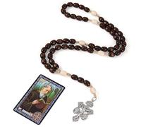EZVFIRPDFZ Rosario cattolico per donne e uomini, 2 rosari ortodossi con crocifisso con medaglia di San Benedetto, biglietto di preghiera in legno fatto a mano, regalo cattolico messicano, 1 Pack