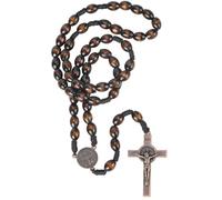 EZVFIRPDFZ Rosario collana fatta a mano in legno metallo croce per cattolico o cristiano regalo