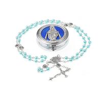 EZVFIRPDFZ Rosario con perle di vetro da 6 mm, da donna, con medaglietta della Vergine Maria Nostra Signora di Guadalupe, pietra ematite, rosario di San Benedetto, collana di perline per prima