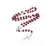 EZVFIRPDFZ Rosario con petali di rosa in legno intagliato