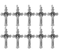 EZVFIRPDFZ Rosario da 3,8 cm con crocifisso di San Benedetto | Rosario fai da te e accessori per gioielli religiosi | Forniture artigianali cattoliche cristiane | Confezione da 10 | Made in Italy