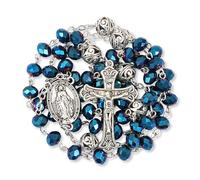 EZVFIRPDFZ Rosario da 8 mm con cristalli e perline misteriose da 10 mm in lega, medaglia miracolosa e croce cattolica