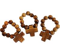 EZVFIRPDFZ Rosario da dito in legno di ulivo, realizzato a mano, include certificato e biglietto di preghiera, set di 3 rosari
