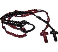 EZVFIRPDFZ Rosario da uomo in legno nero e marrone con croce con impronta di Gesù, 61 cm