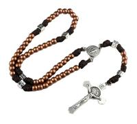 EZVFIRPDFZ Rosario da uomo in paracord con perline grandi e pesanti in acciaio inox, robusto e durevole, con pezzo centrale di San Michele e crocifisso di San Benedetto