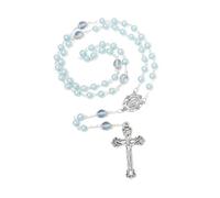 EZVFIRPDFZ Rosario di perle da 6 mm con crocifisso, collana cattolica da donna con sacchetto di velluto o scatola rosario