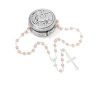 EZVFIRPDFZ Rosario di perle da 6 mm con crocifisso, collana cattolica da donna con sacchetto di velluto o scatola rosario