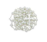 EZVFIRPDFZ Rosario di perle da 6 mm con crocifisso, collana cattolica da donna con sacchetto di velluto o scatola rosario