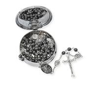 EZVFIRPDFZ Rosario di San Michele, collana con perline in ematite in metallo, con medaglia Arcangelo e croce, con confezione regalo in metallo